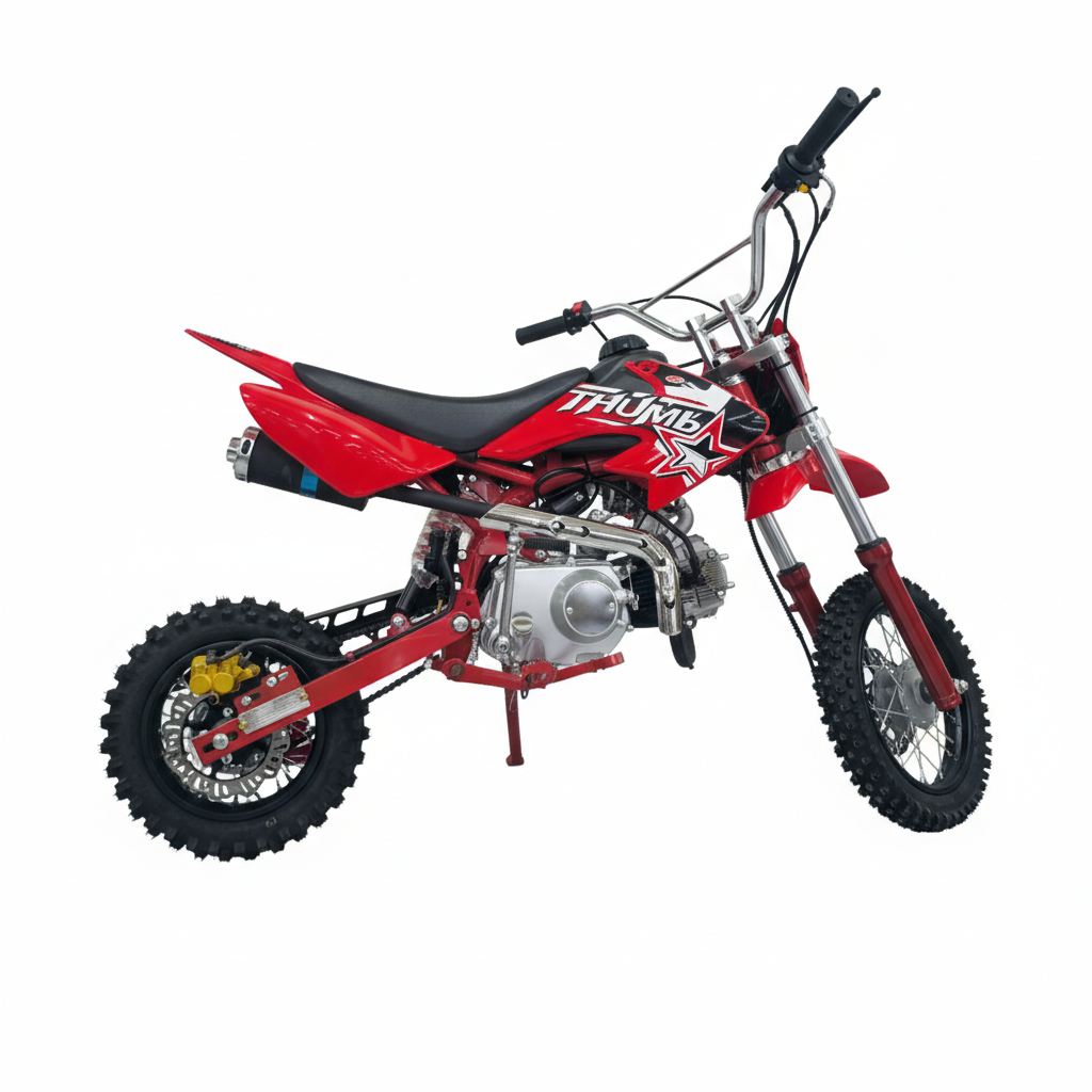 AK7 110cc Manual Clutch Petrol Dirt Bike with Electric Start – Red