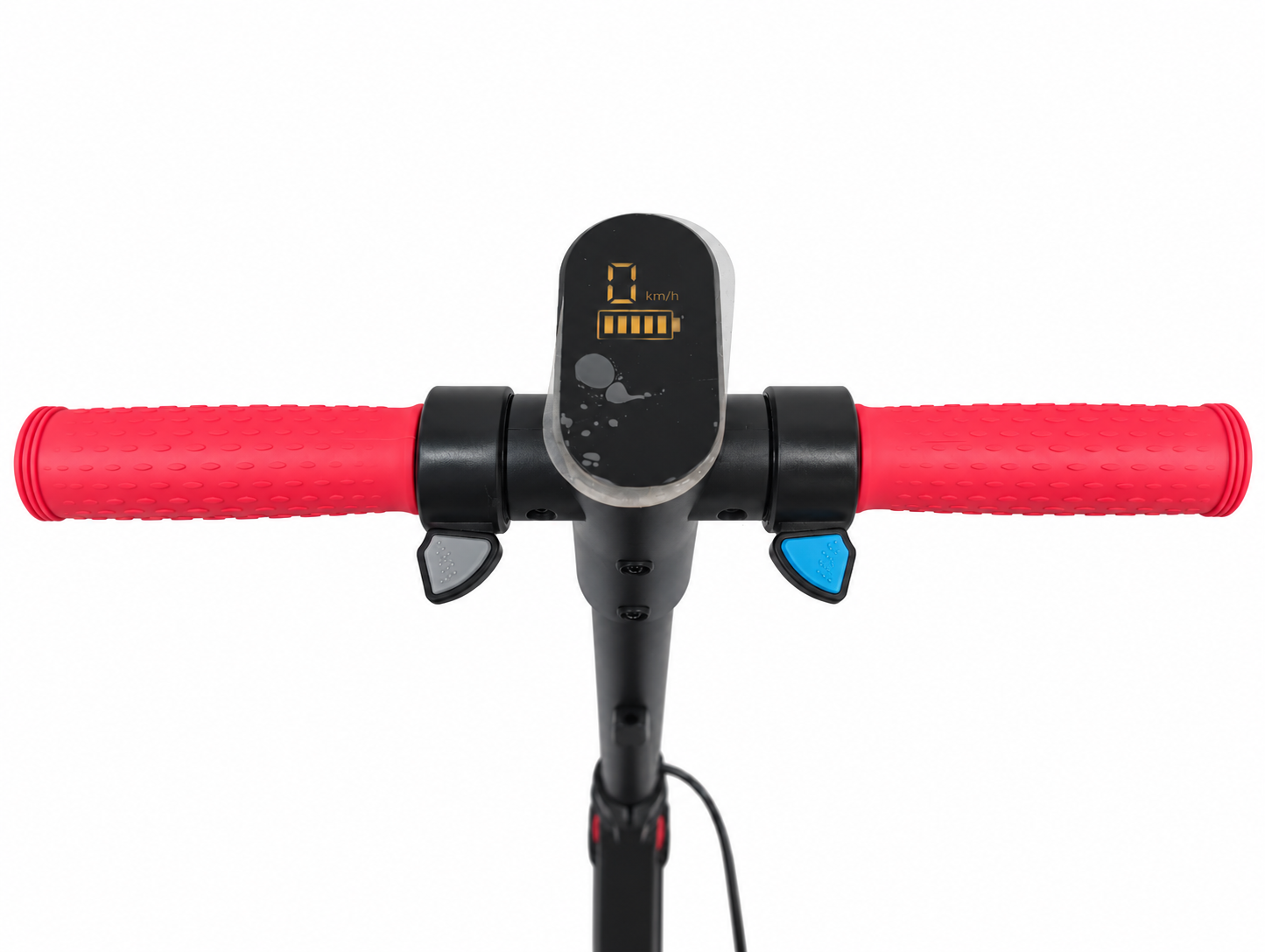 Red Kids Electric Stand Scooter – Handlebar display and controls close-up