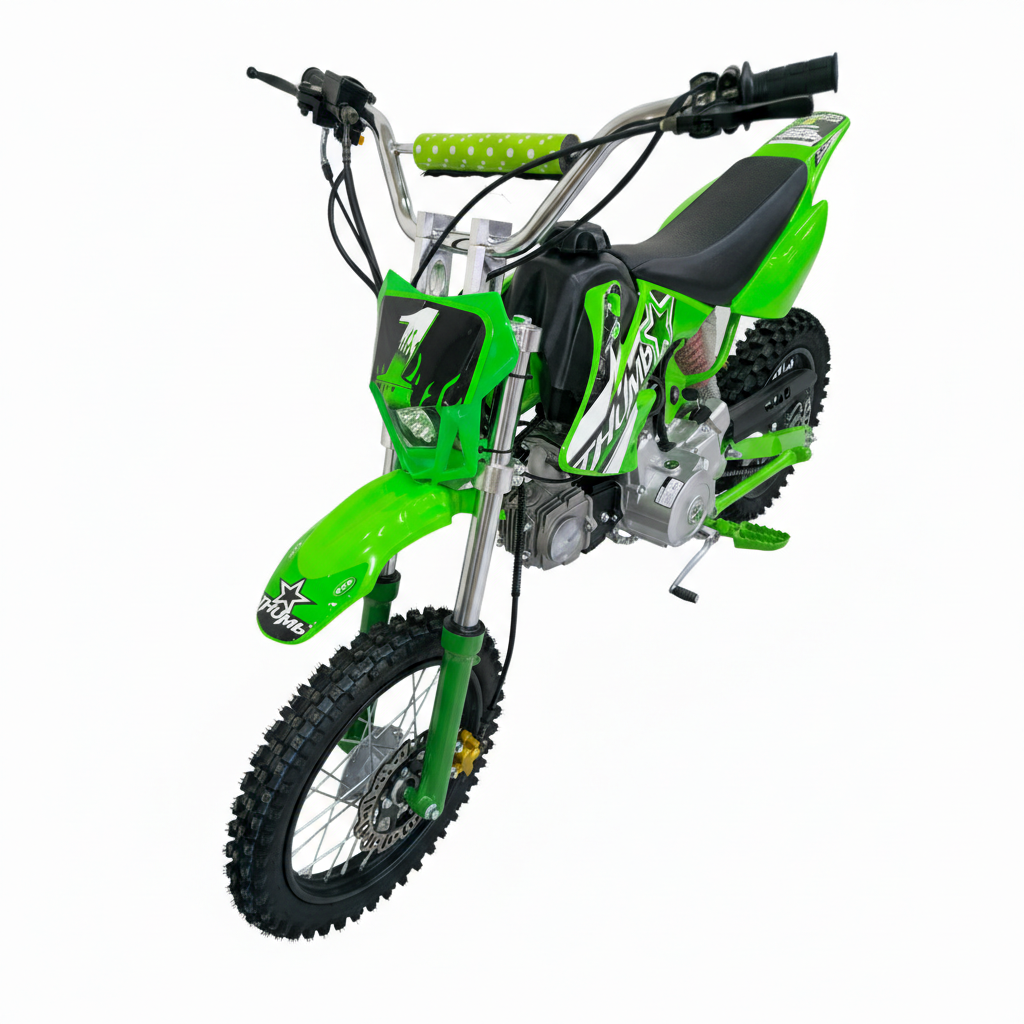 AK7 110cc Manual Clutch Petrol Dirt Bike with Electric Start – Green