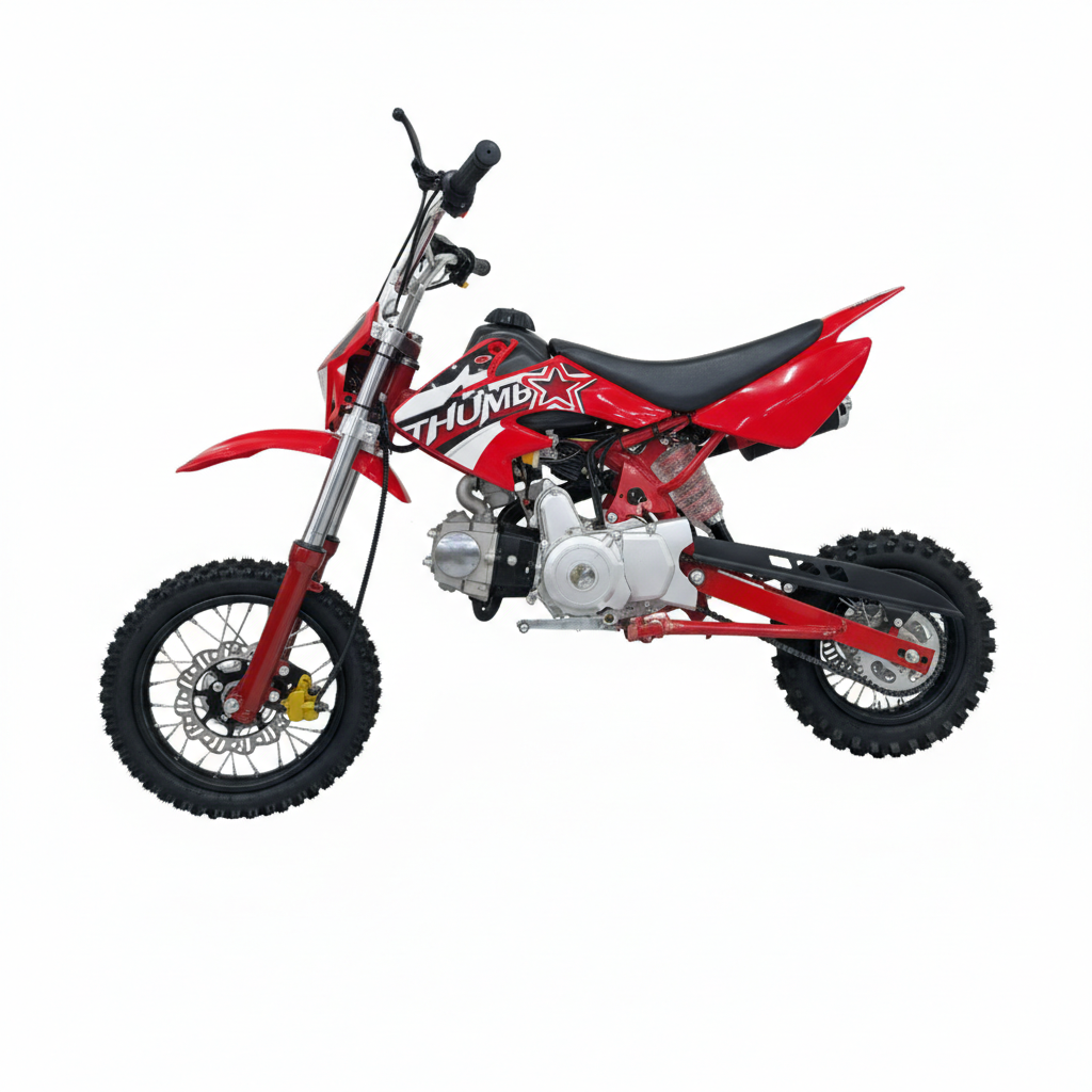 AK7 110cc Manual Clutch Petrol Dirt Bike with Electric Start – Red