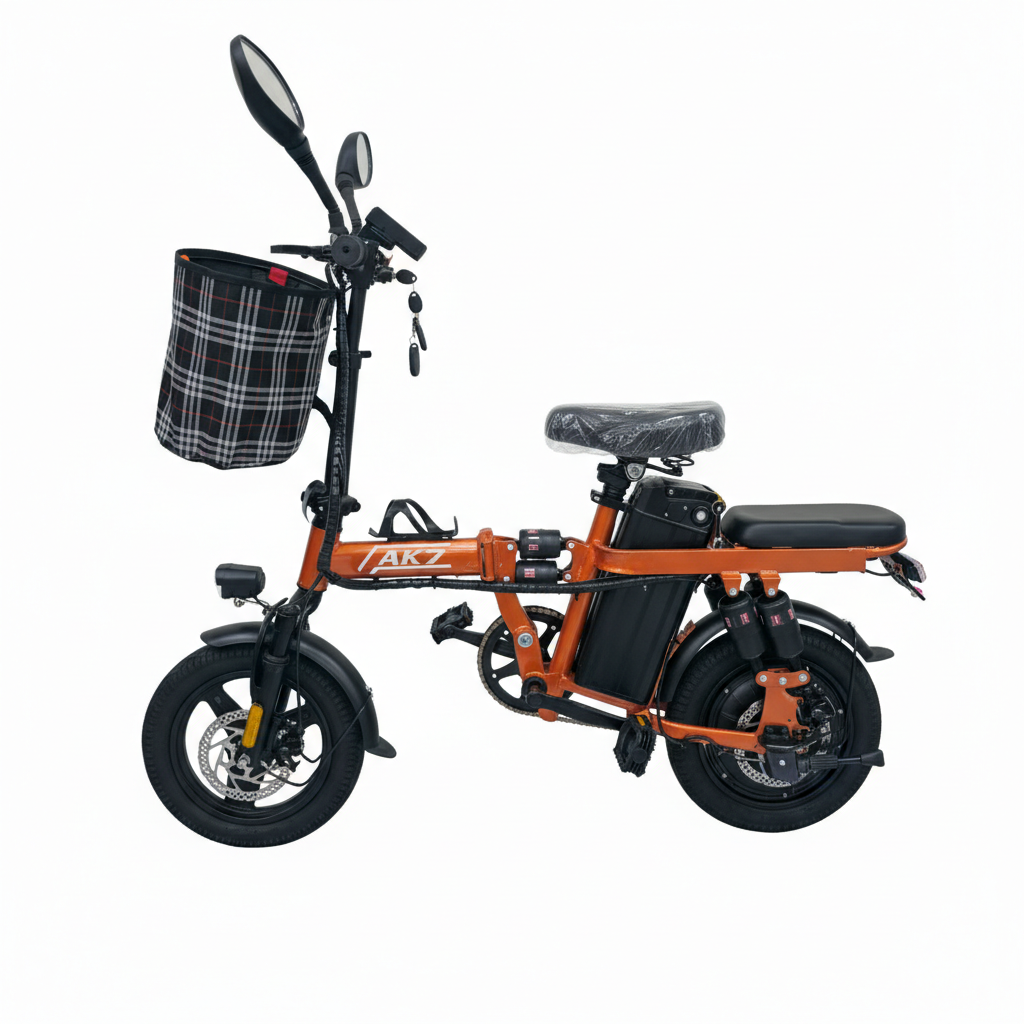 AK7 Folding Electric Bike – 48V Commuter E-Bike (Orange)