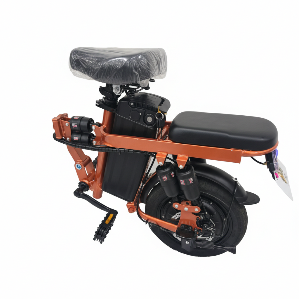 AK7 Folding Electric Bike – 48V Commuter E-Bike (Orange)