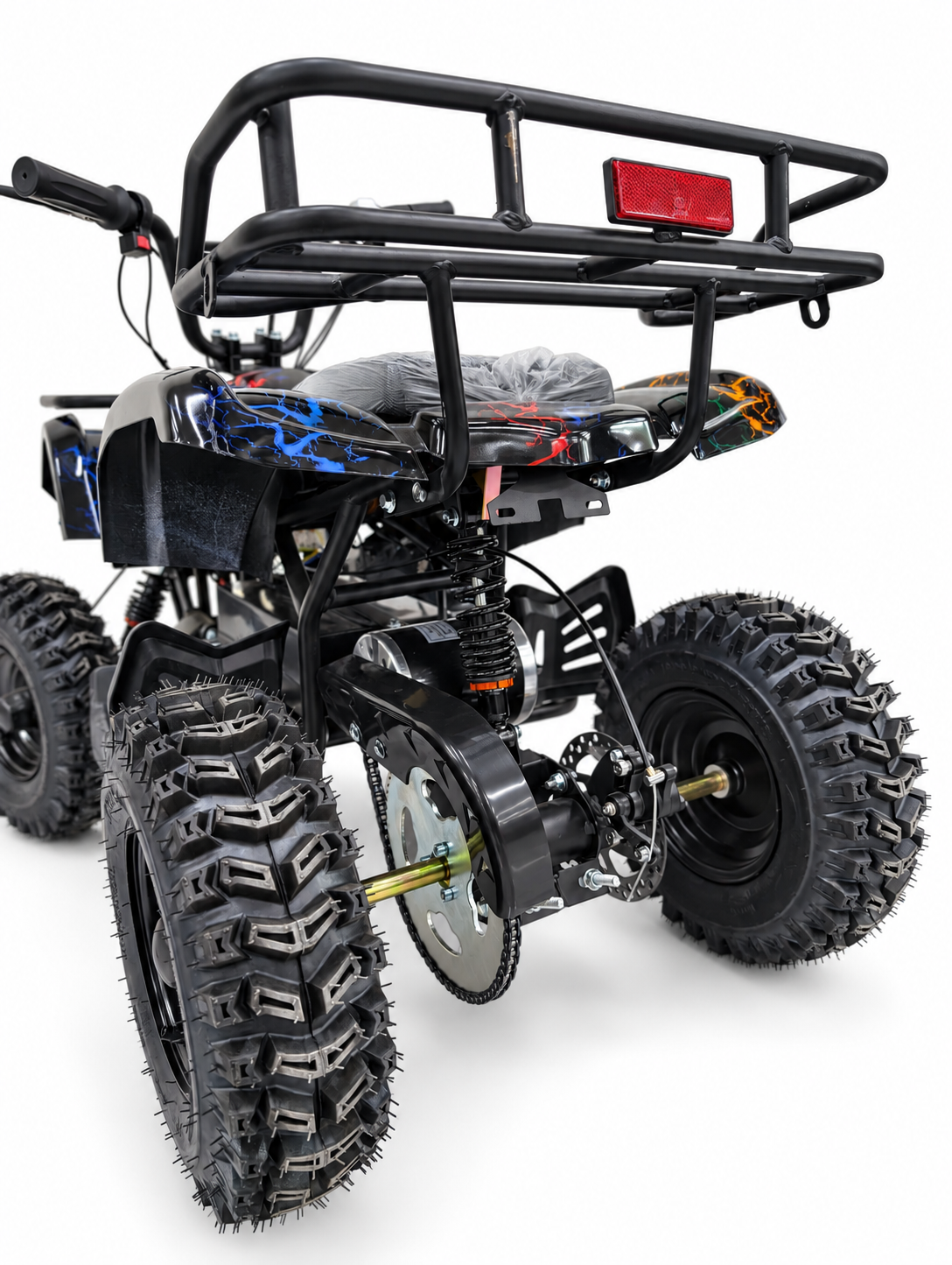 Black Kids Mini Electric Quad Bike – Rear axle and rack view