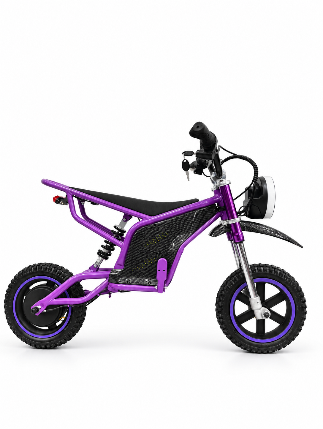 Purple Kids Mini Electric Dirt Bike – Right side view