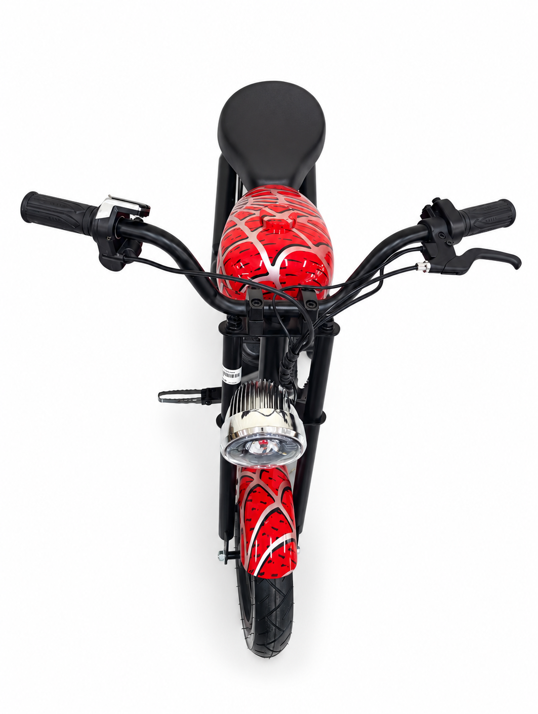 Red Kids Mini Electric Cruiser Motorbike – Overhead view